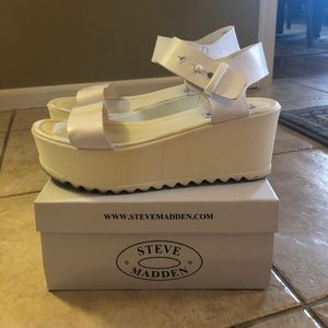 White Steve Madden Platform Sandals